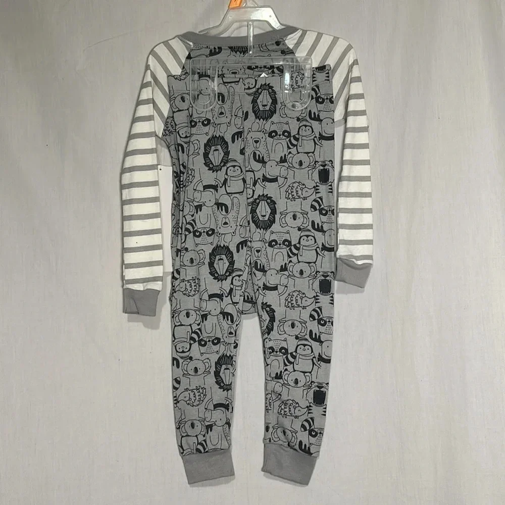 NWT wonder nation gray & black animal print long sleeve shirt & pants pajama set - Picture 2 of 3